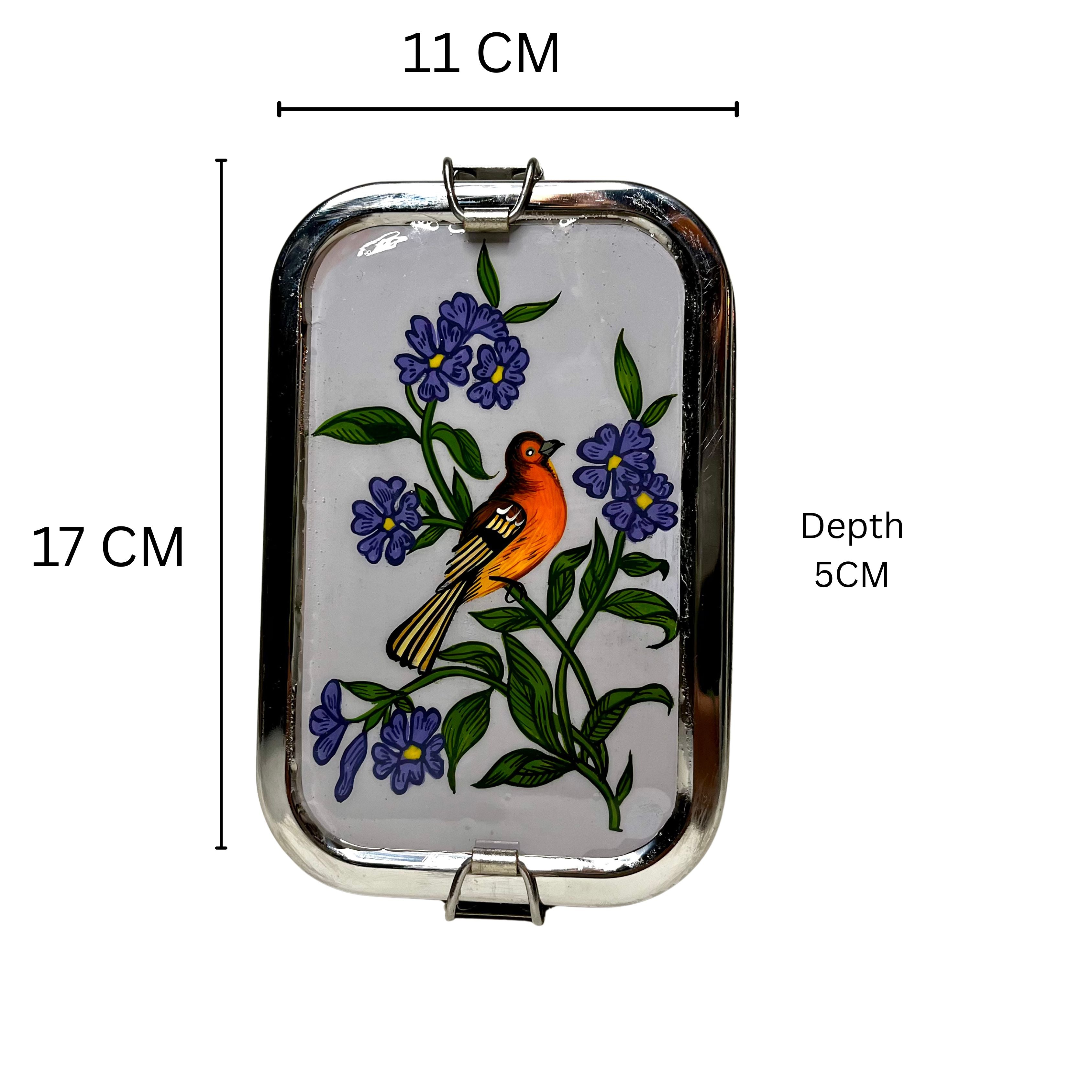 Handbemalte Edelstahl-Brotdose, Vogel