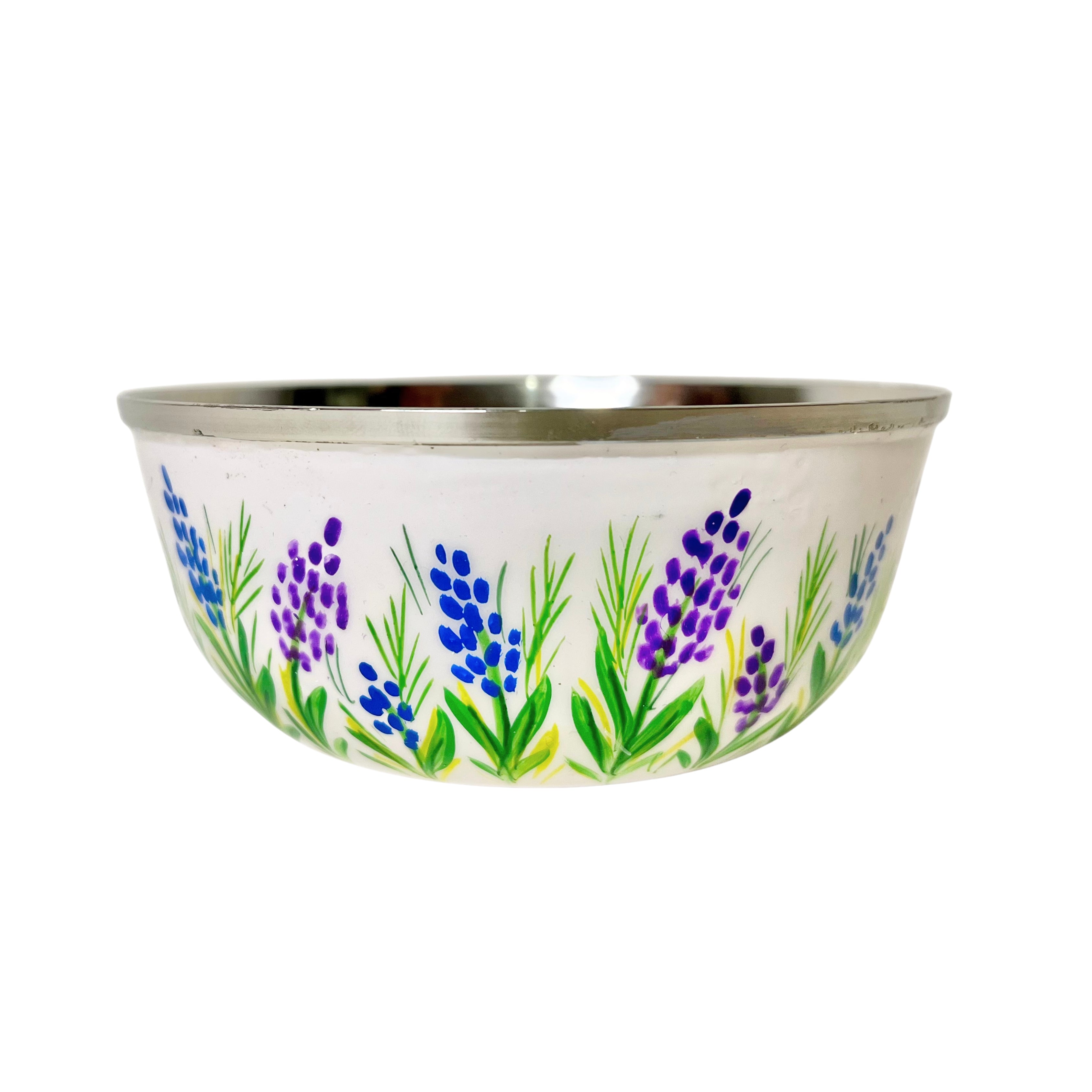 Handbemaltes Snackschalen-Set aus Edelstahl in Blattform – 2-teilig