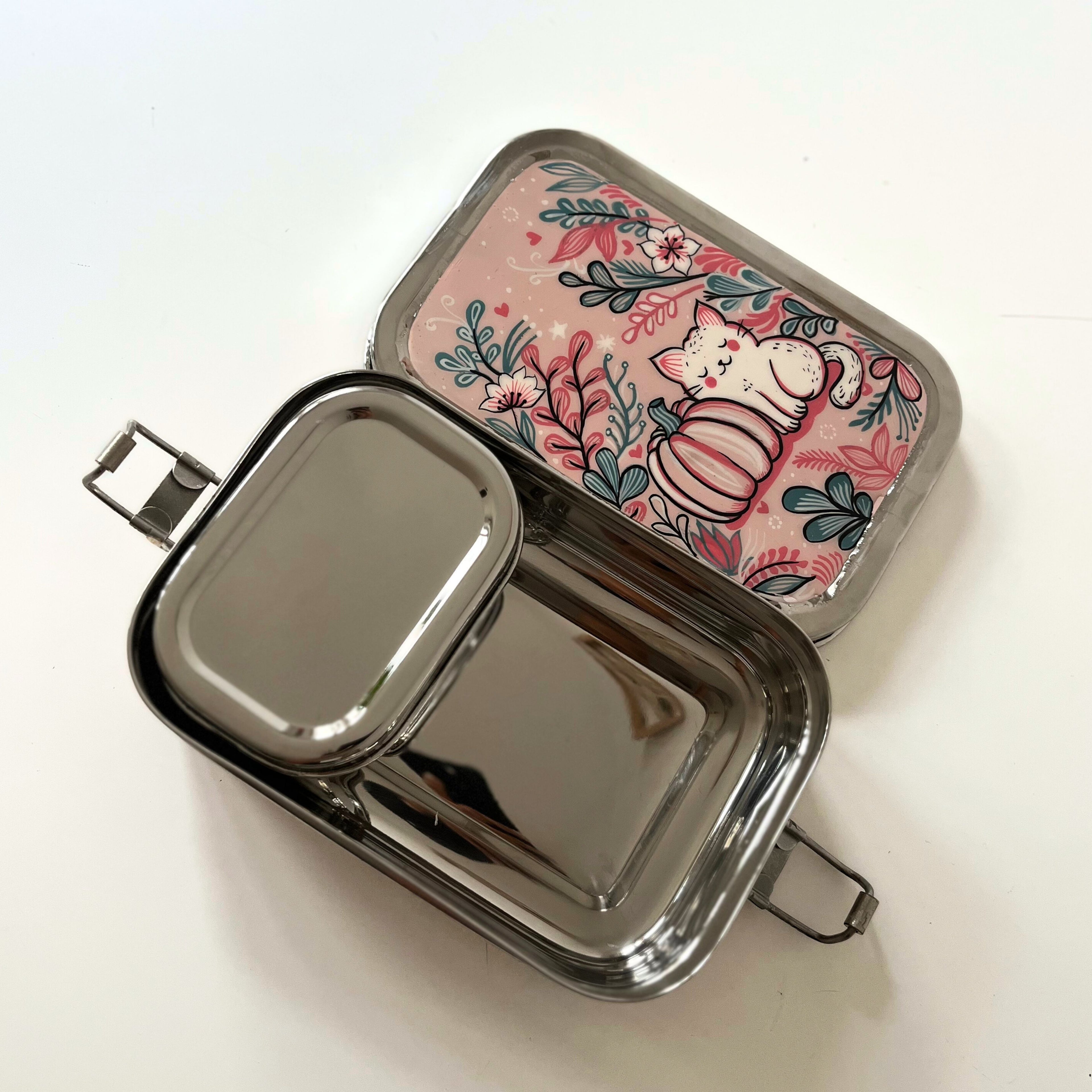 Handbemalte Stahl-Brotdose, Sleepy Cat