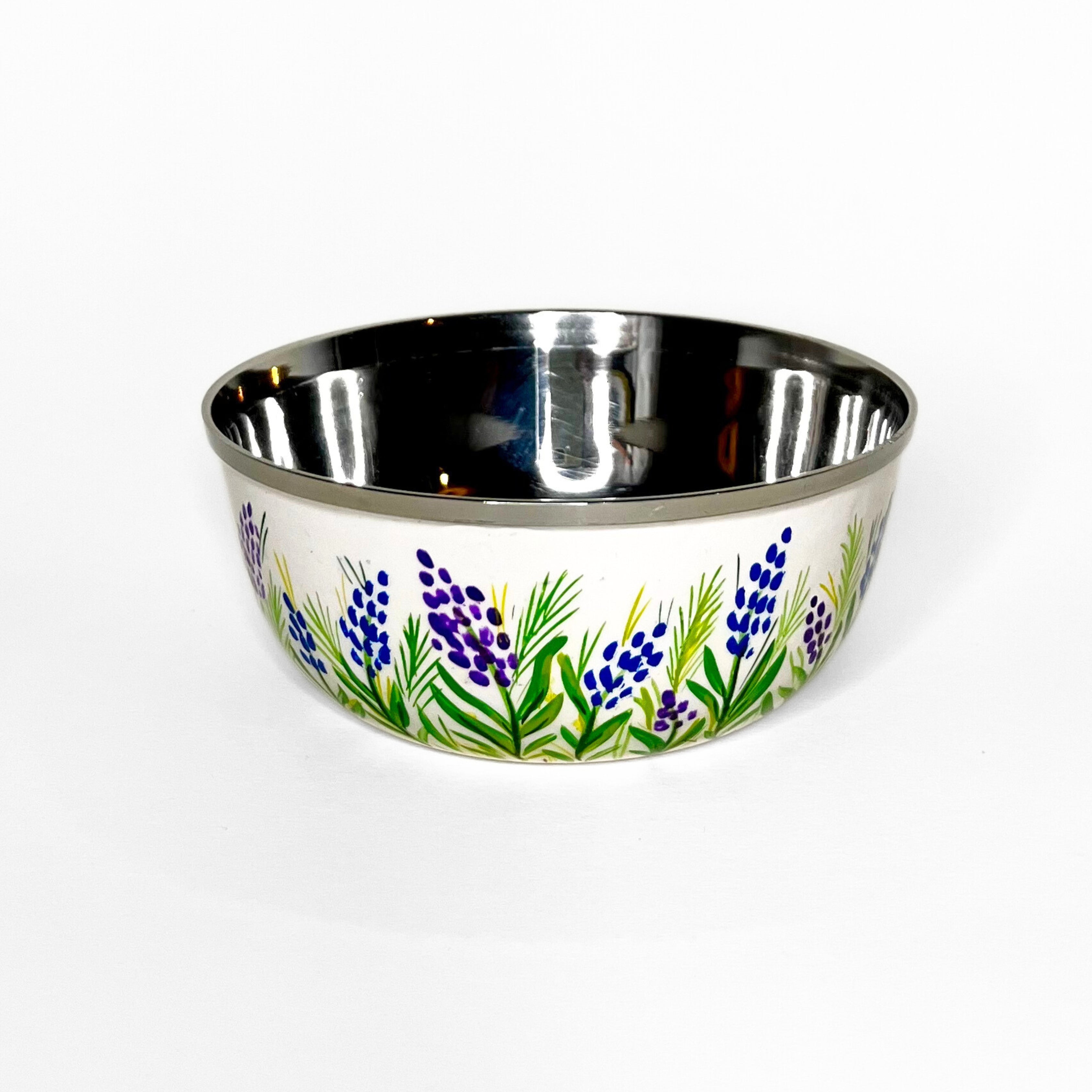 Handbemaltes Snackschalen-Set aus Edelstahl in Blattform – 2-teilig