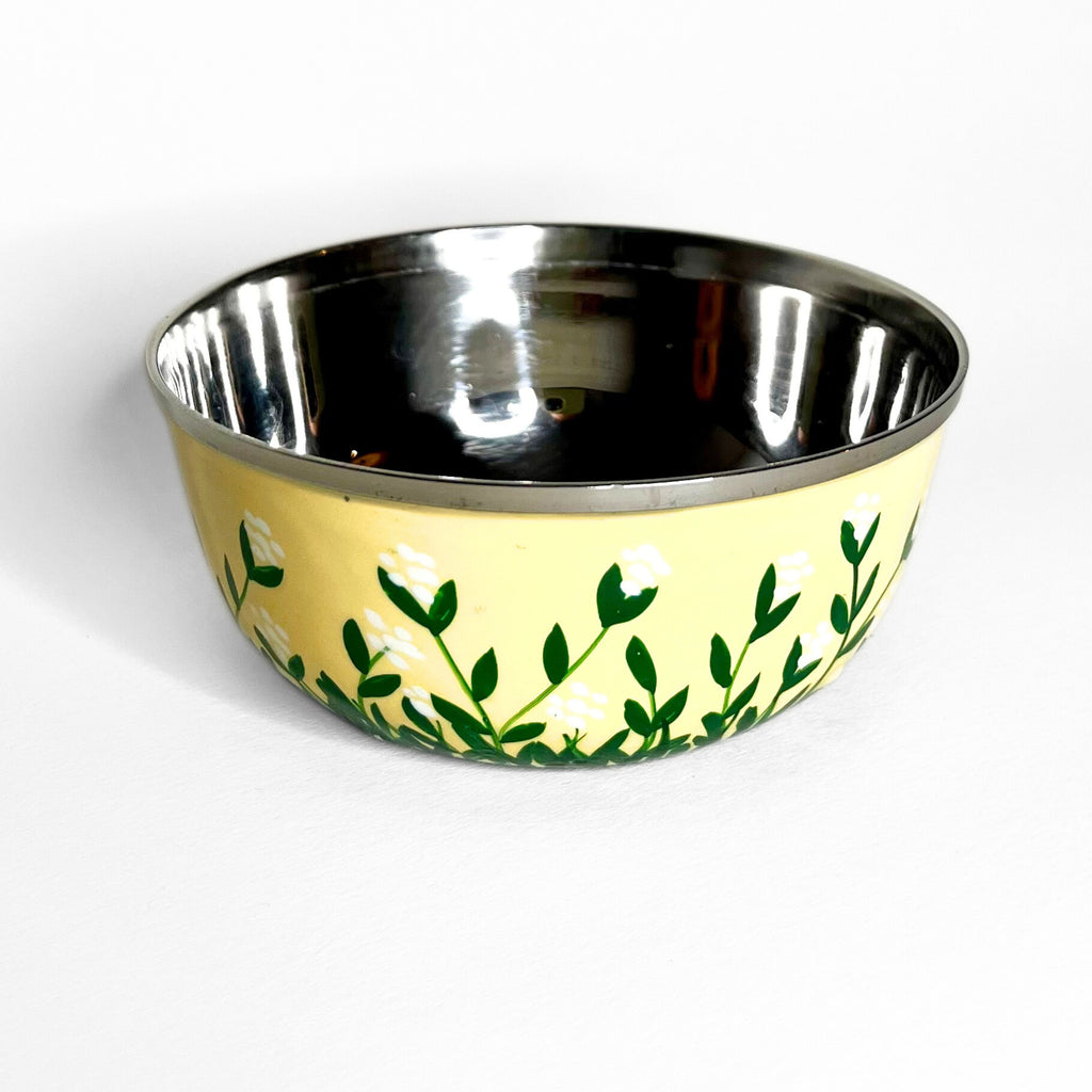 Handbemaltes Snackschalen-Set aus Edelstahl in Blattform – 2-teilig