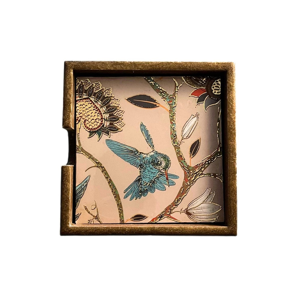 Holzuntersetzer mit Blumenmuster 10 cm × 10 cm